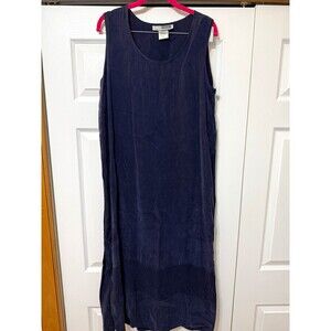C.M. Shapes Blue Rayon Shift Dress Women’s 10 Solid Scoop Neck Sleeveless Maxi